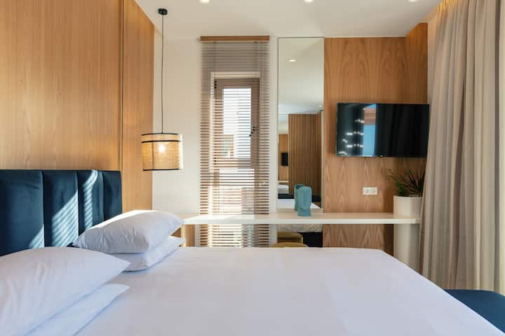 Second bedroom also has a king bed with a smart tv.