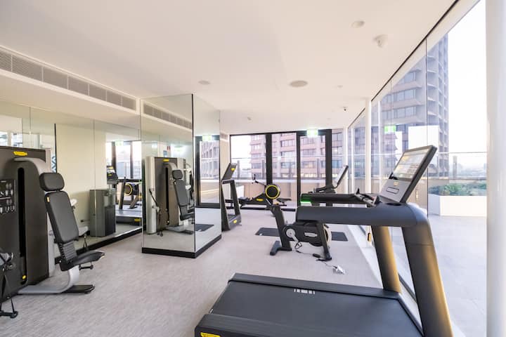 Cardio equipment with an amazing view for those workouts.