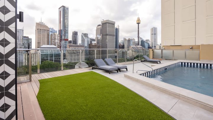 Rooftop access to pool.