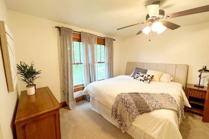 {GUEST BEDROOM} Indulge in the comfort of our guest bedrooms, each with its own charm. From the inviting king-sized beds to the ample closet space and abundant natural light, these serene retreats offer a peaceful oasis for the rest you deserve. 