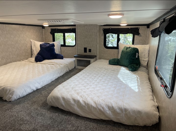 Two twin beds. This is our kid's favorite place when we visit!