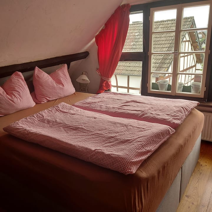 Bedroom in the gallery above the living room
* 1 double size bed