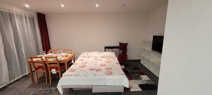 U kuhinji - dnevni boravak, kauč se može pretvoriti u krevet (prostor za spavanje 150 cm x 200 cm).