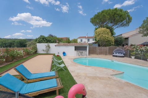 Family villa with pool, petanque and plancha