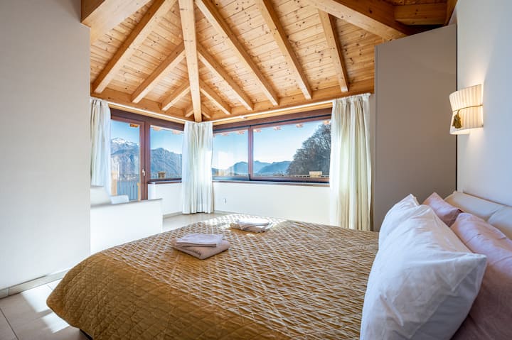 MASTER BEDROOM WITH BATHROOM EN SUITE AND THE VIEW FROM IT