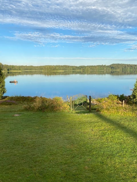 Beachfront log house