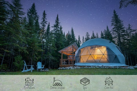 Popular Airbnb listing: Dome L'Eider | Private Spa | AC | Fireplace & BBQ in Lac Supérieur