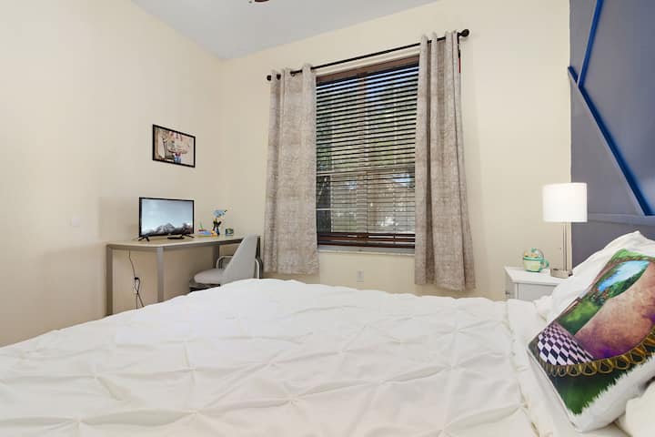 Alice in Wonderland Bedroom/Office - Queen Bed and Desk on Main Floor. 