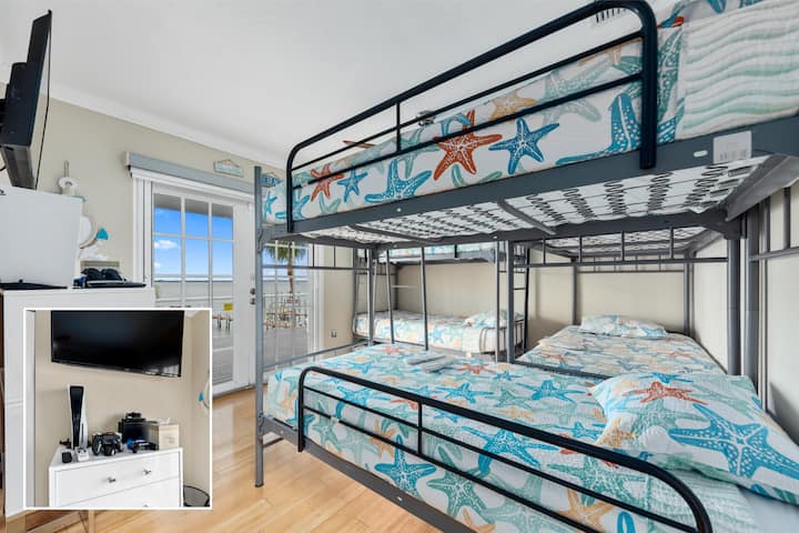 Complimentary Sony PlayStation 5 and Xbox consoles in the bunk beds room