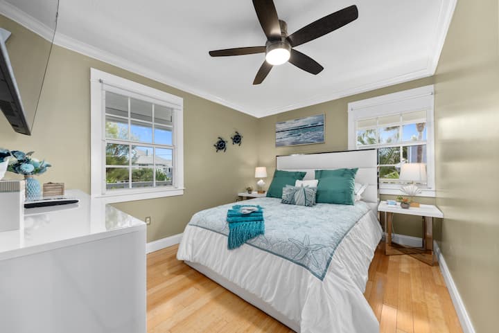 Queen bedroom on the home's upper level
