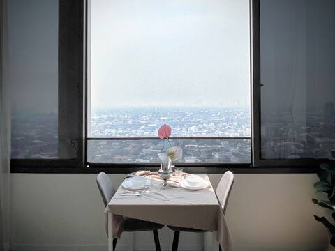 City view-Sky Bar& garden-BTS OnNut 500m-Gym-Pool