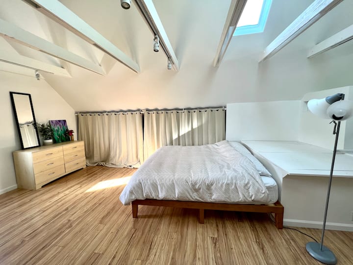 Upstairs with King Bed - the other bedrooms are on the first floor. Please note that the second floor is an open floor plan, no door.