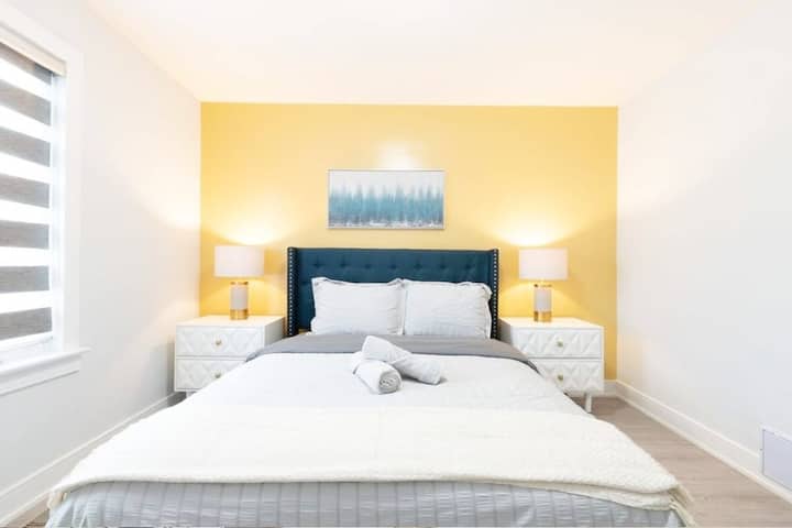 Primary bedroom with queen bed