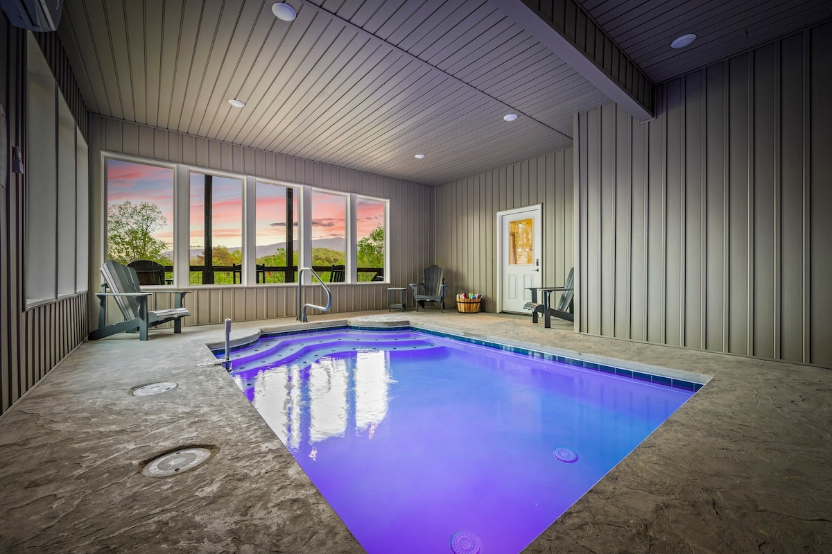 New Cabin-Indoor Pool-Theater-Fire pit-MTN Views