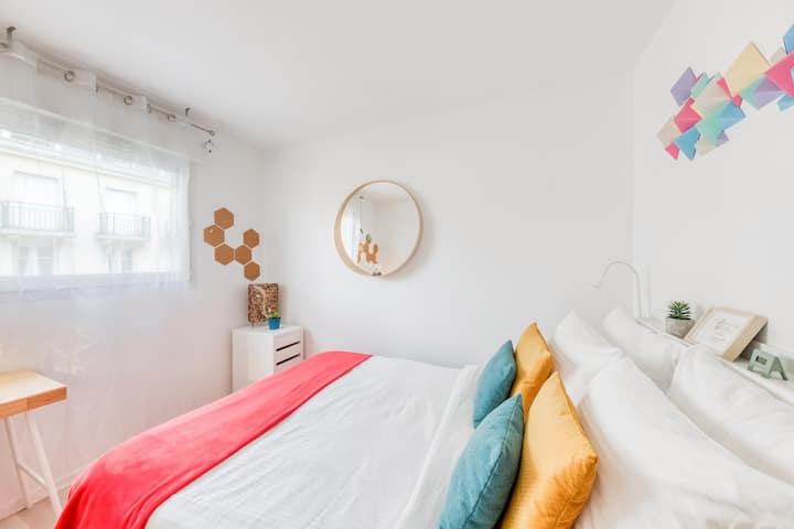 卧室2张双人床， 2人 