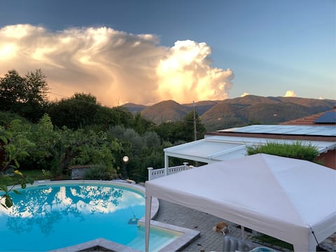 the house in the countryside with a pool