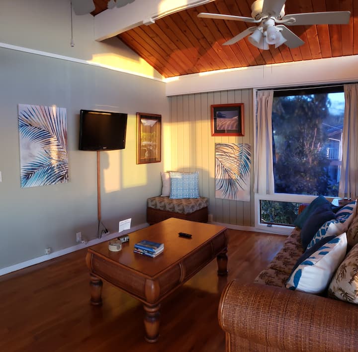 The cozy cottage living room with roku tv