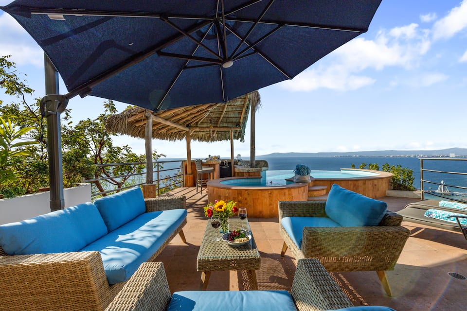 A palapa bar above Banderas Bay, Puerto Vallarta, Jalisco, Mexico, photo 4 of 10