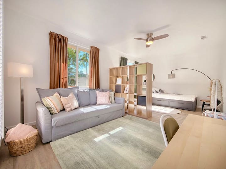 Ბონუს ოთახი გამოსაწევი საძილე ტახტითა და ორადგილიანი საწოლით, რომელიც დედოფლის ზომად გარდაიქმნება 