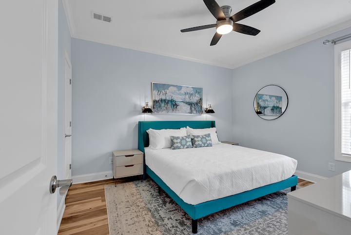 King-size bed. Sleeps two adults.