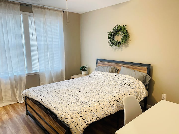 queen bed with 55'' Flat screen TV