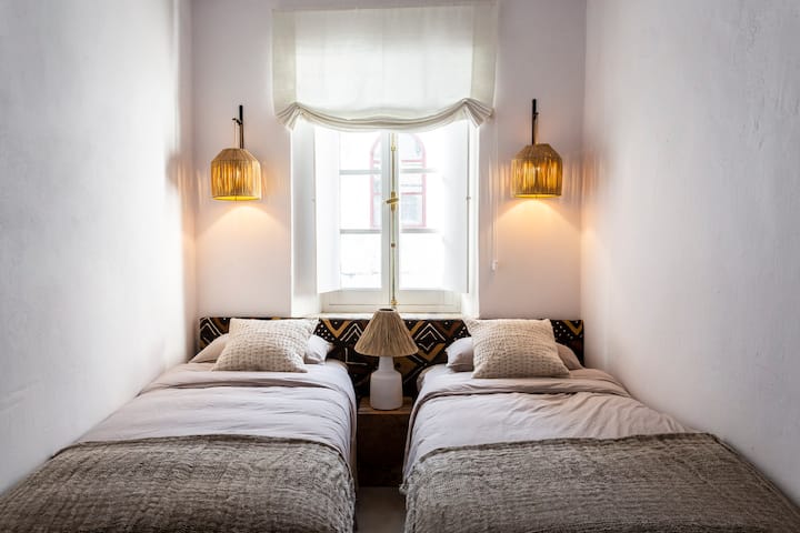 Bedroom 3 with 2 x 90cm single beds. Aircon and ceiling fan.