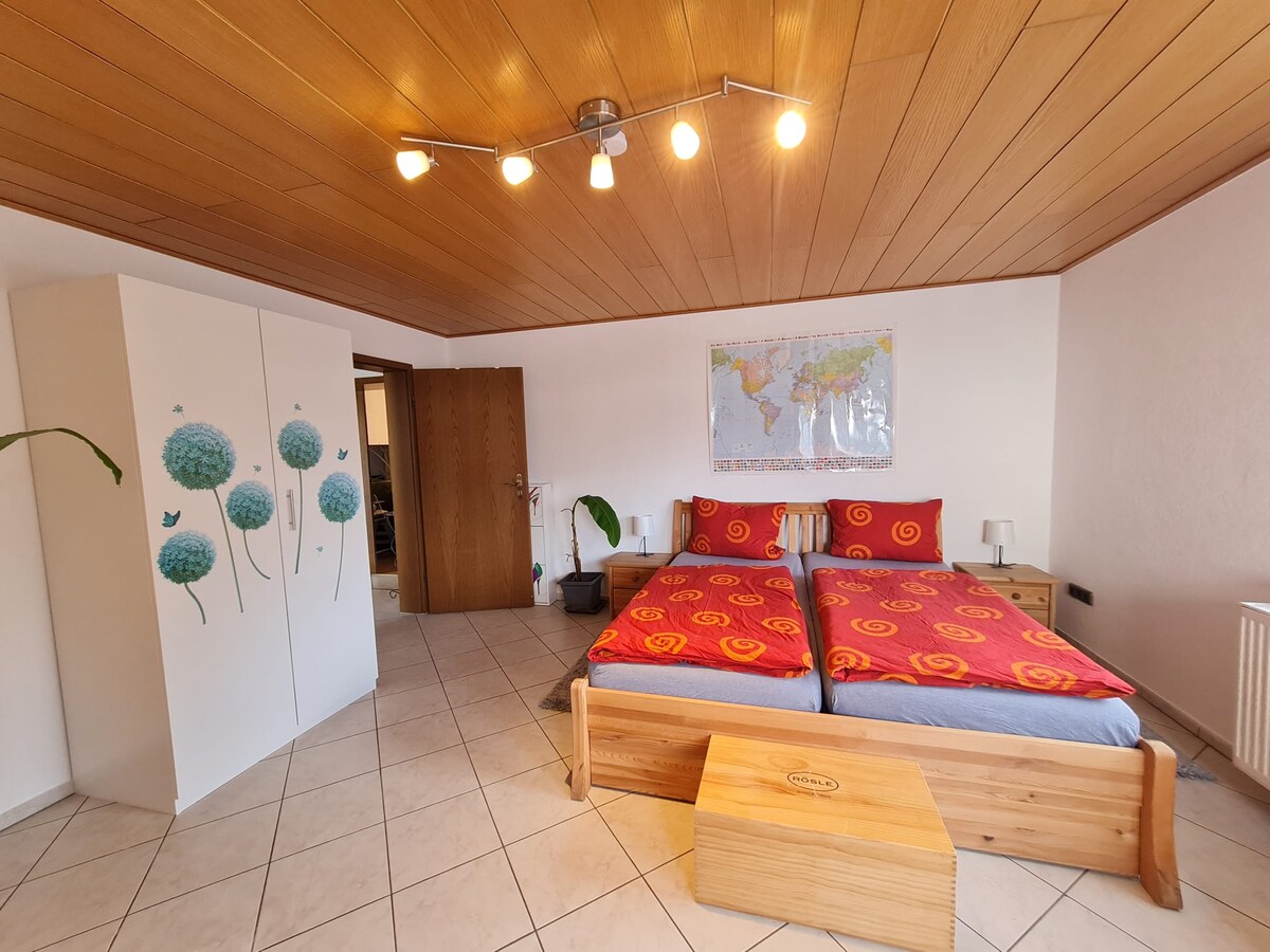 Dhomë gjumi e madhe në EC me hapësirë sportive dhe zyrë