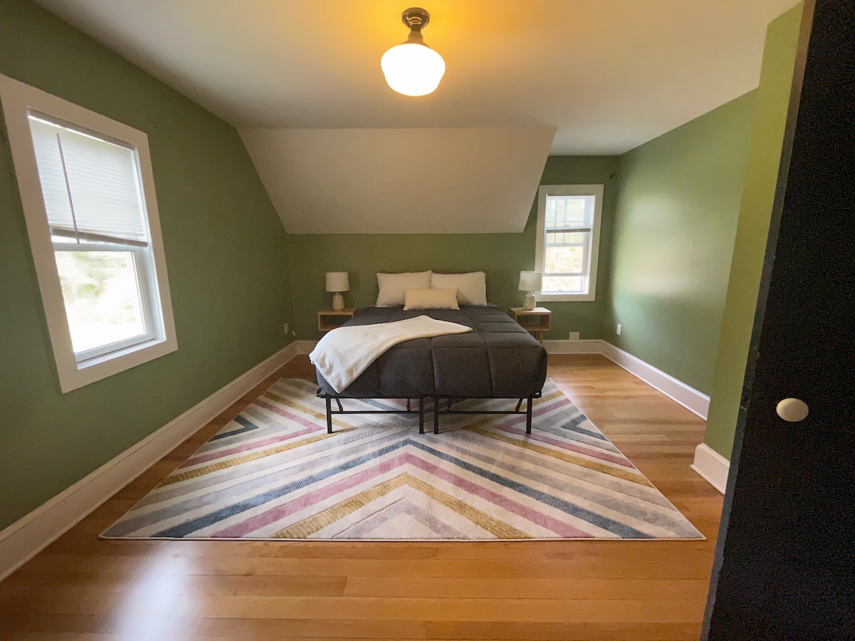 This is the upstairs queen bedroom.