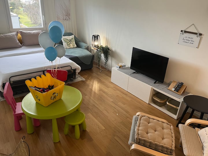 الشقة 2: غرفة معيشة، سرير أريكة مزدوج. 