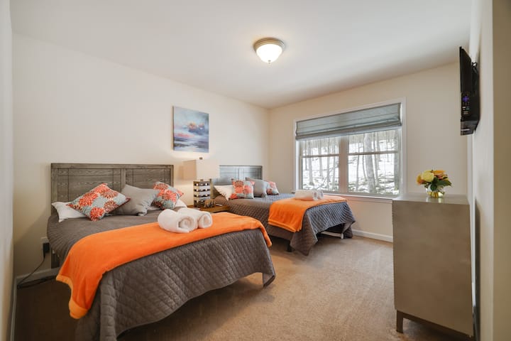 Bedroom #2 with two full Craftmatic Adjustable beds