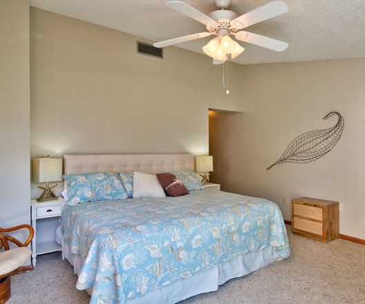 主卧配有加大双人床和拱形天花板