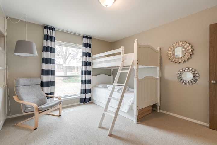 Main houe guest bedroom with twin bunk beds