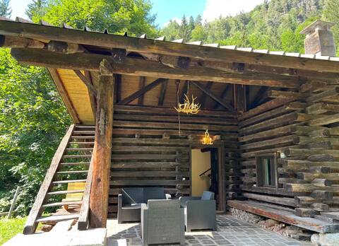 cabin surrounded by Dolomite nature