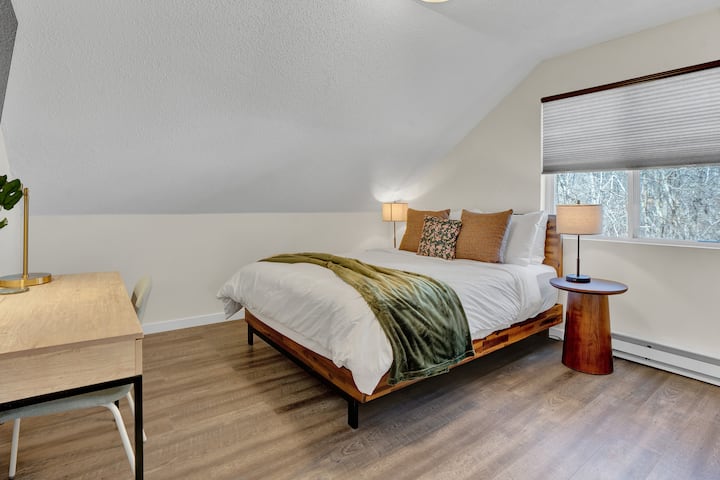 One of the bedroom upstairs. Slanted ceiling adds cottage vibe. Enjoy it!