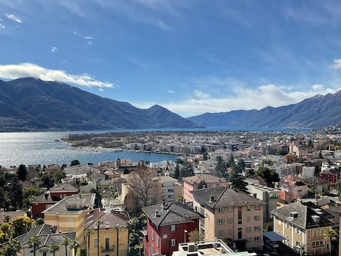 Panoramic view with pool & sauna