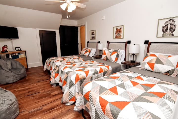 Which animal will you chose?  The racoon?  The fox?  The skunk?  This room is fun for all--children and adults.  The room includes a tv with complimentary streaming services and a Nintendo Wii with many games to chose from!