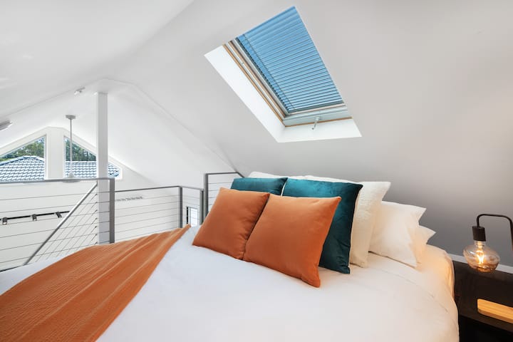 Our mezzanine bedroom - beautiful and cosy