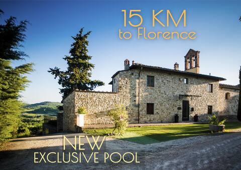 [Pieve San Jacopo Fi-Pool-wineyard view+wi-fi]
