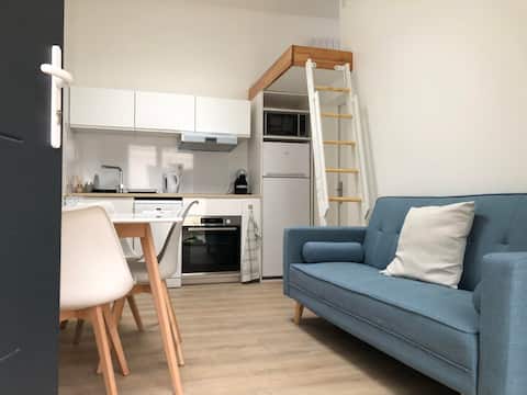F2 equipped, 15 minutes from Paris, parking, air conditioning