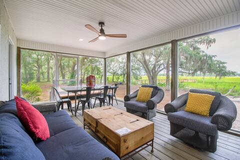 Waterfront, 7 acres; Stunning Marsh Home Priv Dock