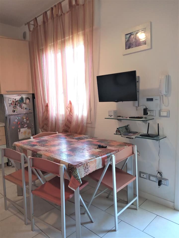 אזור מגורים מואר עם טלוויזיה עם תוכניות נטפליקס.