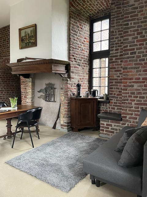 Fireplace room in the tower of Tüschenbroich Castle
