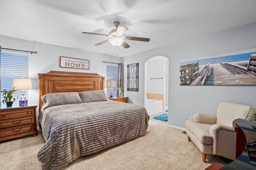 Главна спална соба со брачен кревет (широк 150-179 см), телевизор и електричен камин