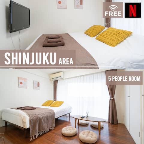 9 mins to Shinjuku/6 pax/Hi speed WIFI/Netflix