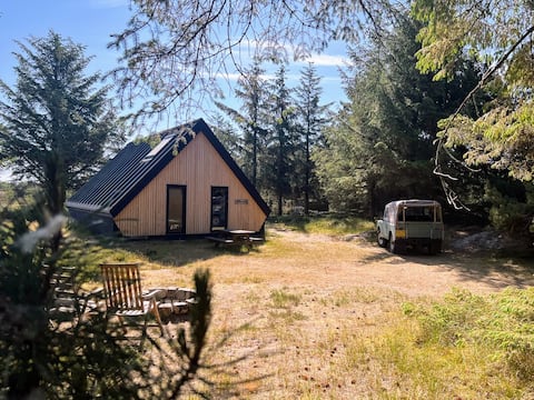 Modern hunting lodge in rural surroundings