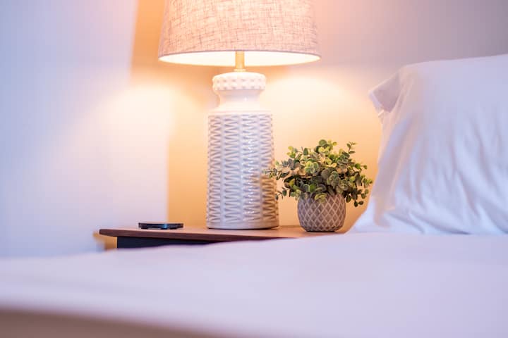 Tasteful, bright decor and hotel quality bedding make you feel pampered and allows for a good night sleep.