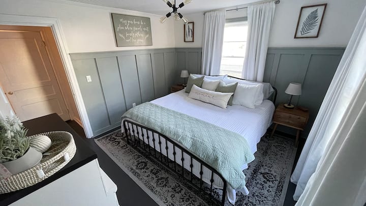 Master Bedroom.  King size bed.  TV.  