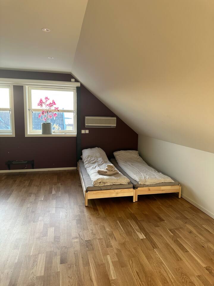 Спална соба 5/канцеларија - дополнителни кревети, два единечни кревета. Креветот може да се премести во детската соба на долниот кат, ако сакате.