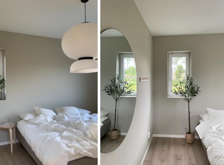 Спална соба на долниот кат (180 см кревет - може да се дели со кревети од 2 x 90 см)