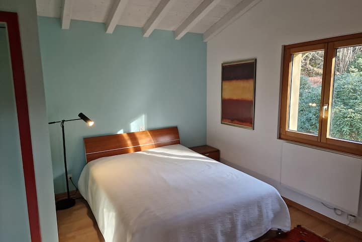 Ოთახი 16 მ2 საწოლით, კარადით, უჯრის გულმკერდით, დასაჯდომით და შადრევნისა და პარკის ხედებით